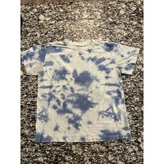 Original Use Mens Large Blue White Tie Dye Short Sleeve Crew Neck T-Shirt L