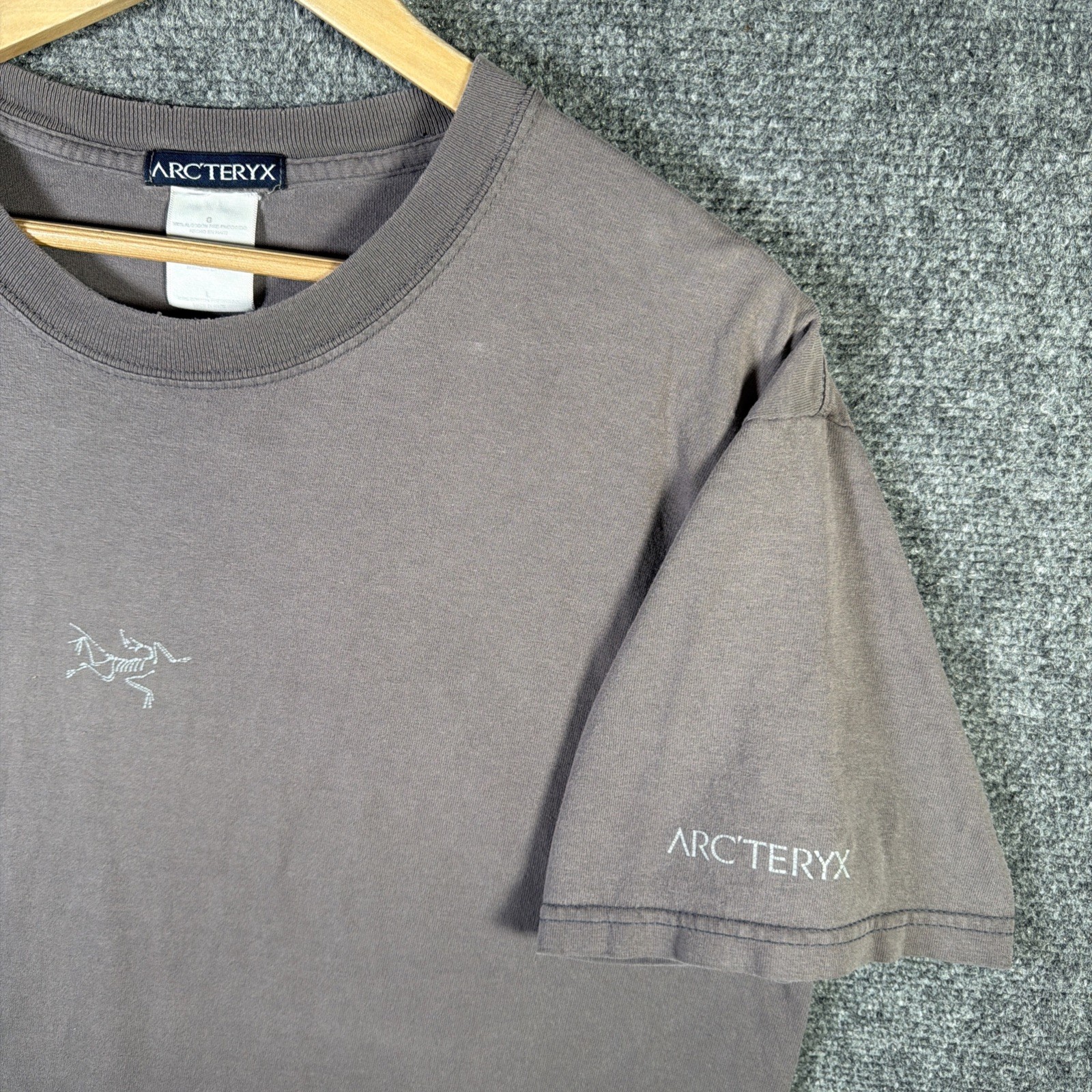 Vintage Arcteryx Shirt Mens Large Gray 90s Nature Bird Skeleton Hiking Faded gallery