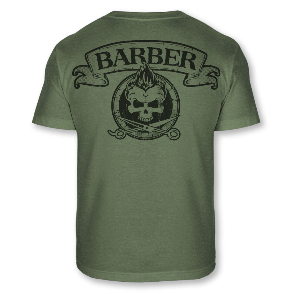 Barber Skull Crossbones T-Shirt Barbershop Crossed Scissors Athletic Shirt A105
