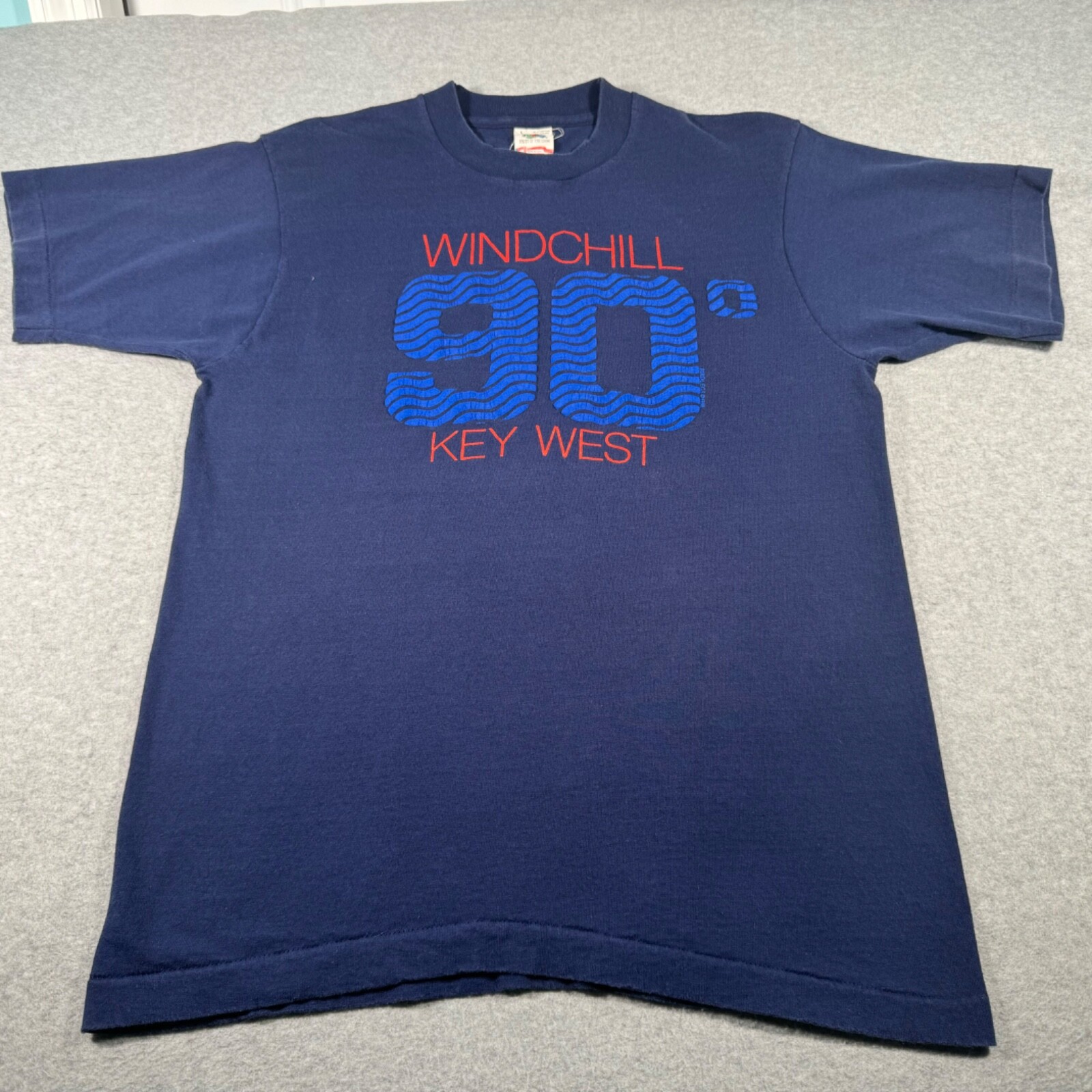 Vintage Key West Shirt Adult Medium Navy Blue 90s Degree Windchill Single Stitch gallery