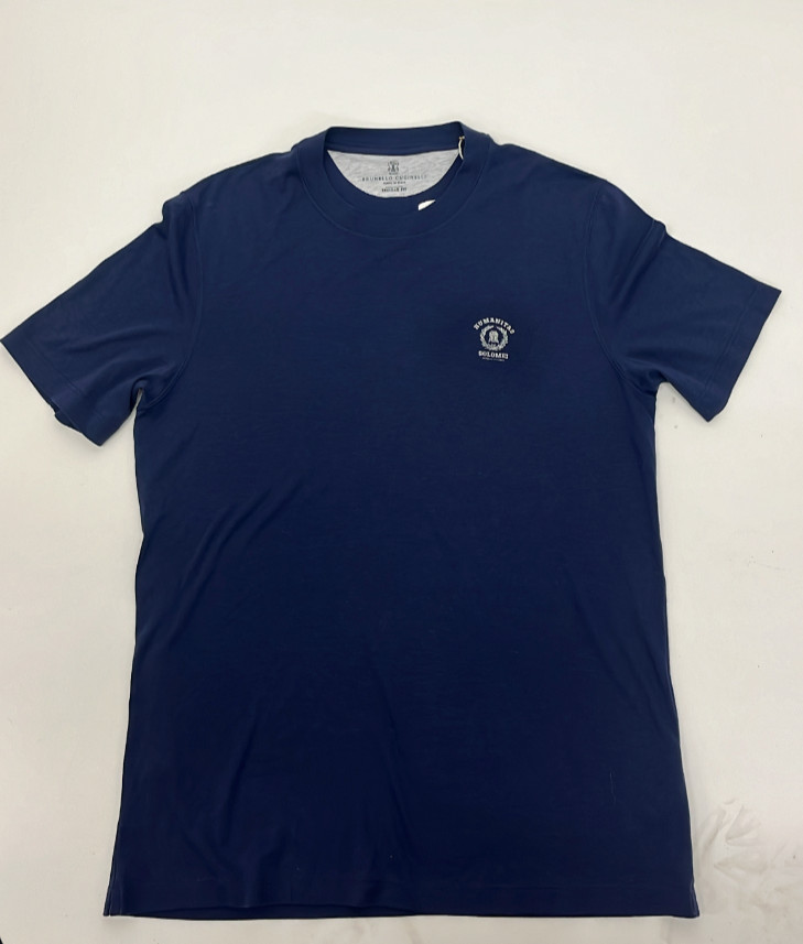 NEW Brunello Cucinelli Men's Regular Fit Silk-Cotton Logo Tee Size 50/ 40US gallery