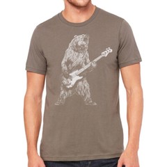 Bear Playing Bass Guitar, men’s premium quality tee t shirt