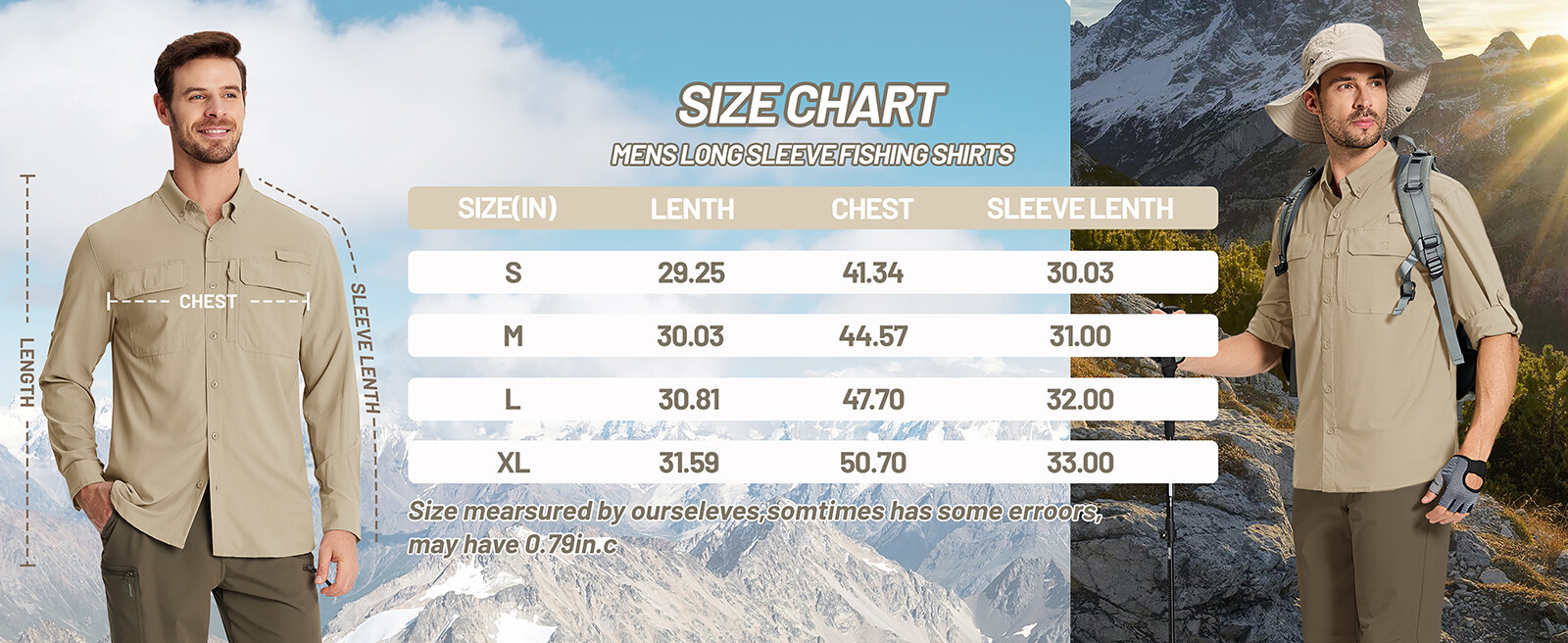 Mens Fishing Shirts Long Sleeve Sun Protection UPF50+ Quick Dry Button Down Tops gallery
