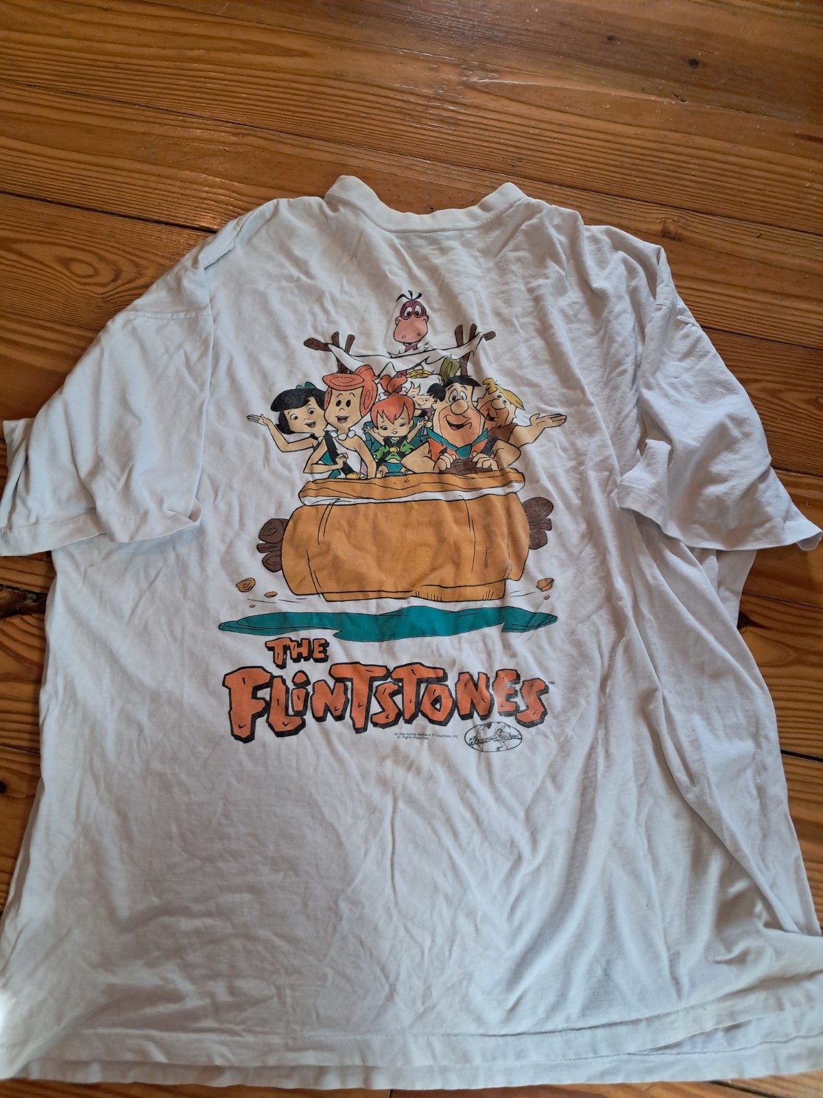 Vintage 90’s The Flintstones Cartoon White Tee Shirt XL 100% Cotton J5 gallery