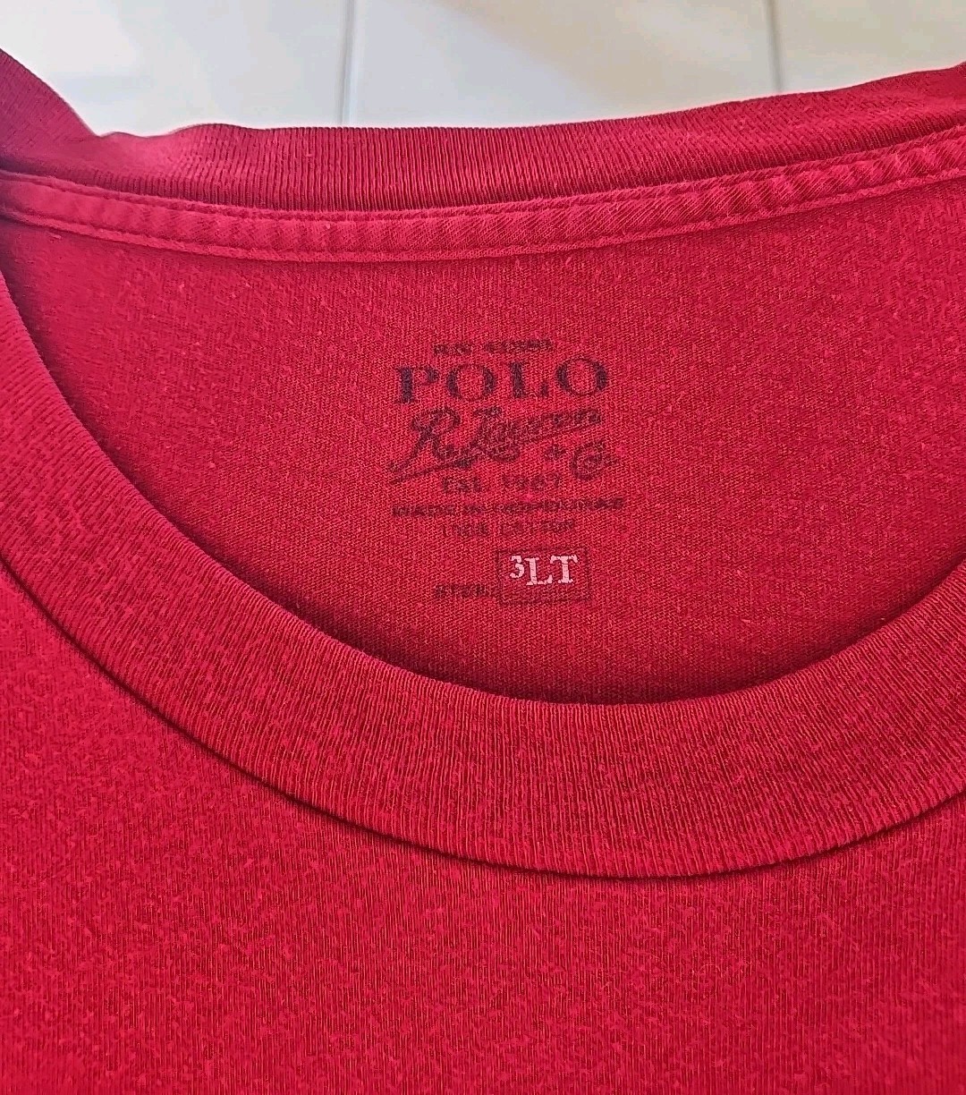 Polo Ralph Lauren Mens 3LT Long Tall Long Sleeve Tee Shirt Burgundy Pocket Pony gallery