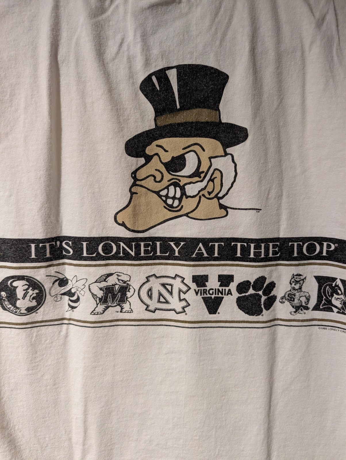 Vintage Wake Forest Shirt Mens Large L White ACC It's Lonely At The Top Demon gallery