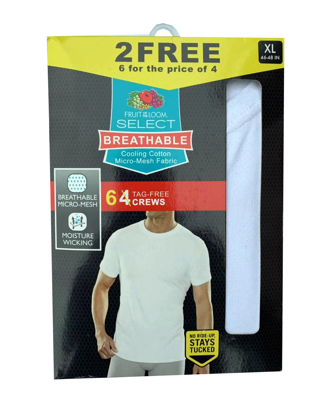 Fruit of the Loom® SELECT Men's 6-pack Breathable Cotton Micro-mesh Crew T-Shirt gallery