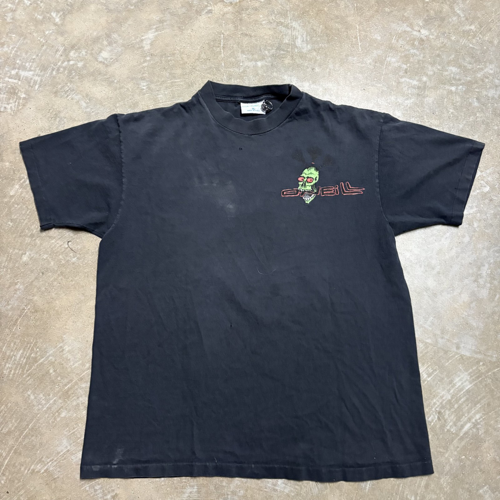 RARE O'Neill Skull Graphic Men's Black T-Shirt Size XL Vintage 80s Skater Grunge gallery