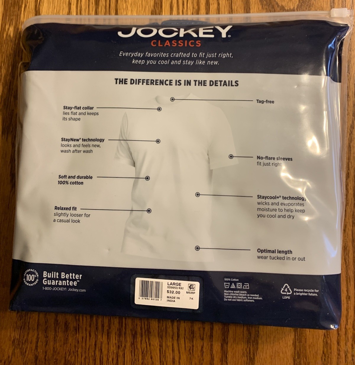 JOCKEY Mens Classic (3 PK) Navy Blue Crewneck S/S Undershirt M-2XL #9953 NIP gallery