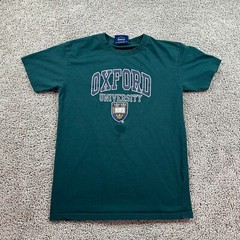 Oxford University Shirt Mens Medium Green Coat Of Arms Short Sleeve FLAW