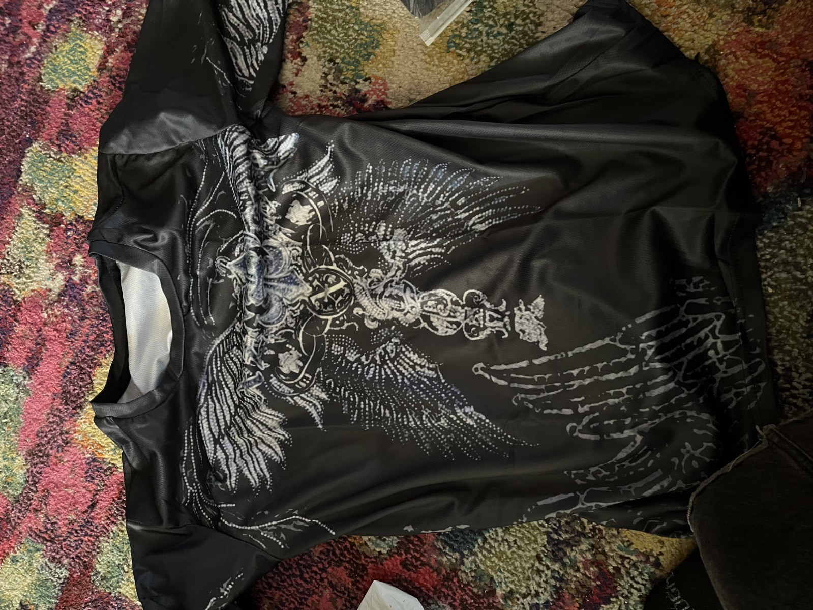 Y2K grunge Gothic Cross Wings Graphic T Shirt Men polyester Unisex Tee [XS-6XL] gallery
