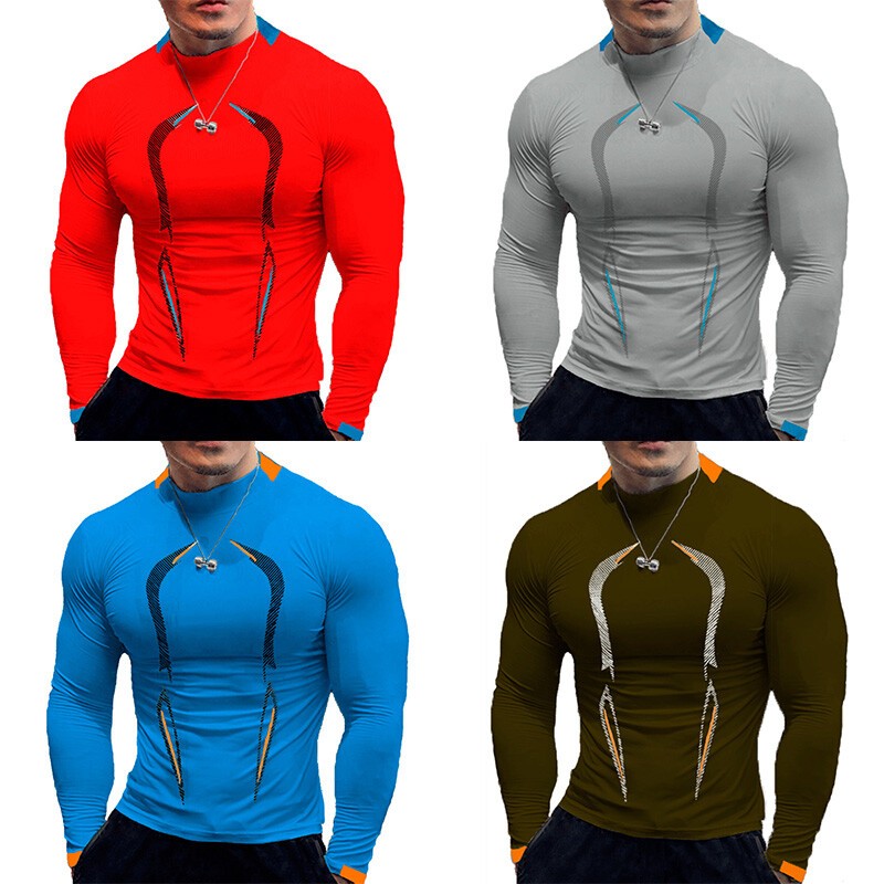 Men Compression Armour Base Layer Top Long Sleeve Thermal Gym Sports Shirts Tee gallery
