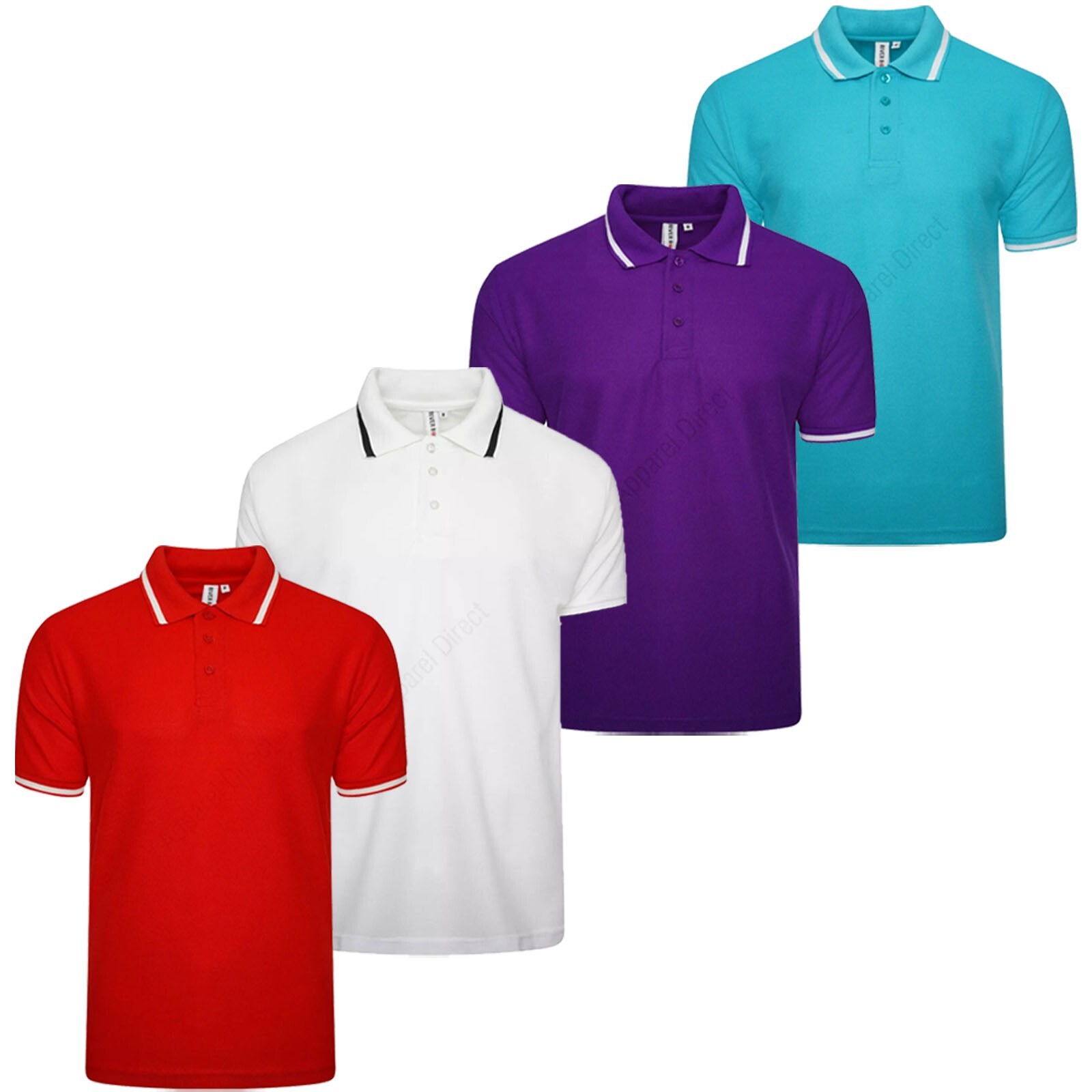 4 & 6 Pack Mens Polo Shirt Short Sleeve Tipping Plain Pique Top TShirt Tee gallery