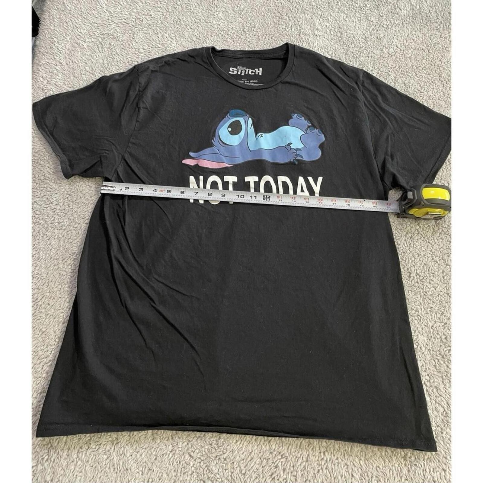 Disney Stitch Shirt Mens XXL Black Not Today Graphic Tee T-Shirt Cartoon Movie gallery