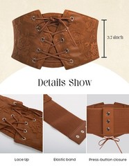 Renaissance Corset Belt Cinch Belt Elastic Waist Belt Renaissance Belts Brown S