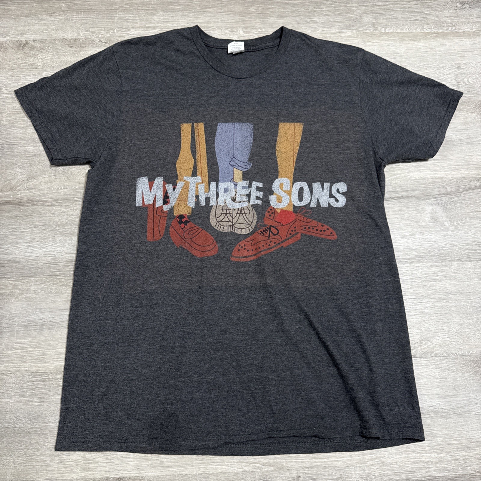 My Three Sons Shirt Men’s Large Gray Top Graphic TV Show Retro 50/50 Cotton Poly gallery