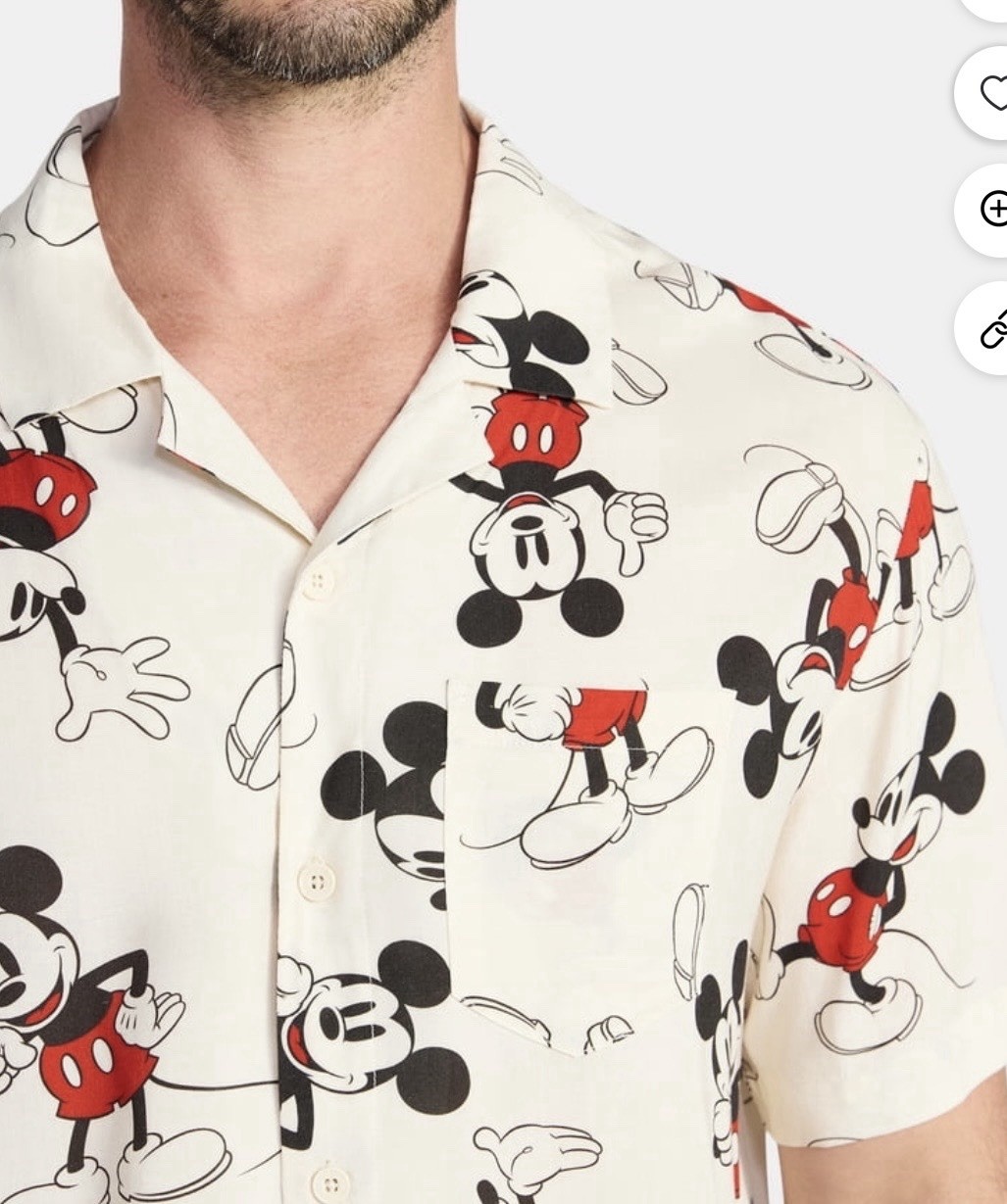 Disney Mickey Mouse Neff Men’s Short Sleeve Shirt Black/White, Size XXL