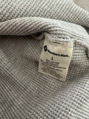 Member’s Mark Men’s Large Soft Wash Thermal Shirt Waffle Knit Grey Heather L