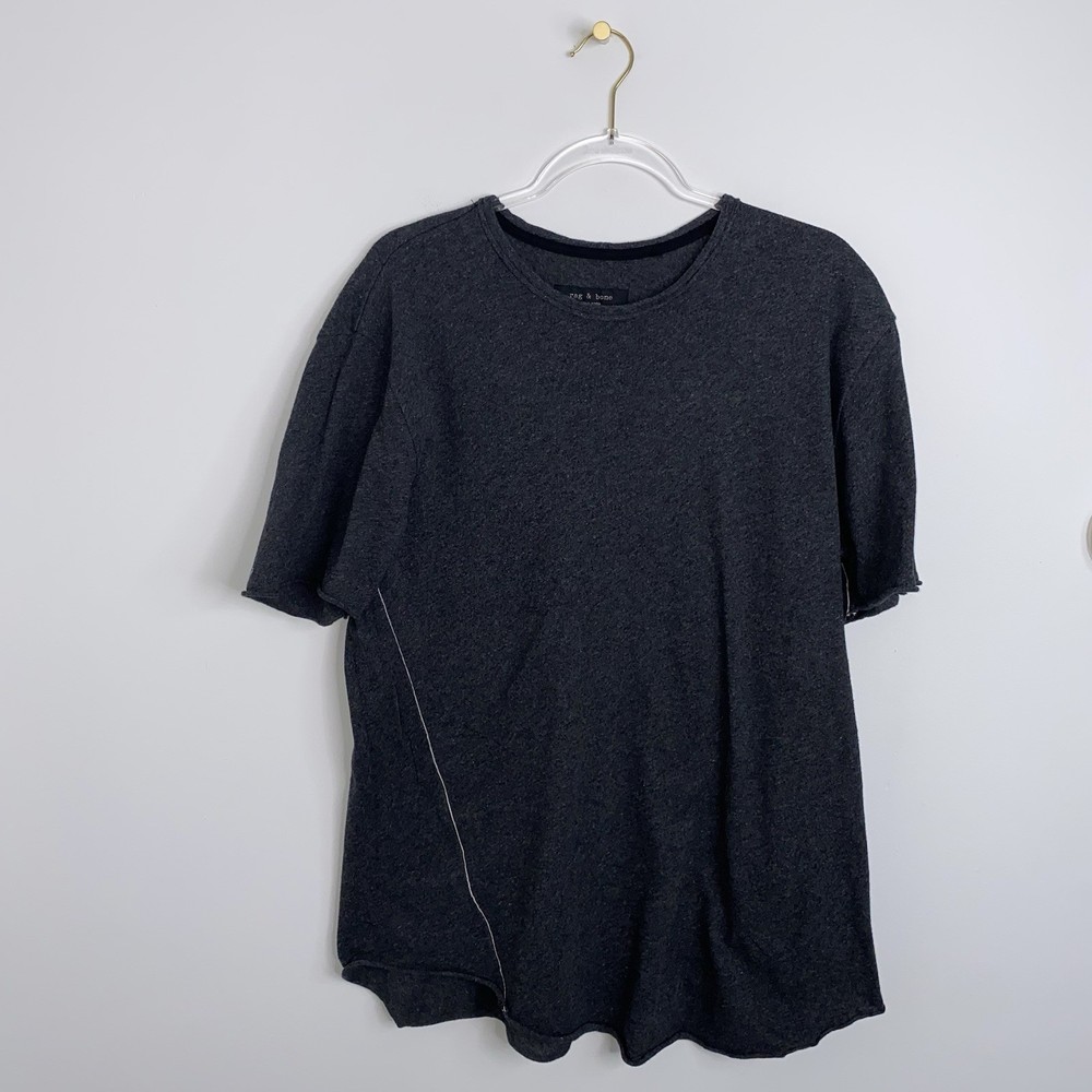 Rag & Bone Men’s Gray Hartley Cotton Linen Crew-Neck Short Sleeve T-Shirt Sz L