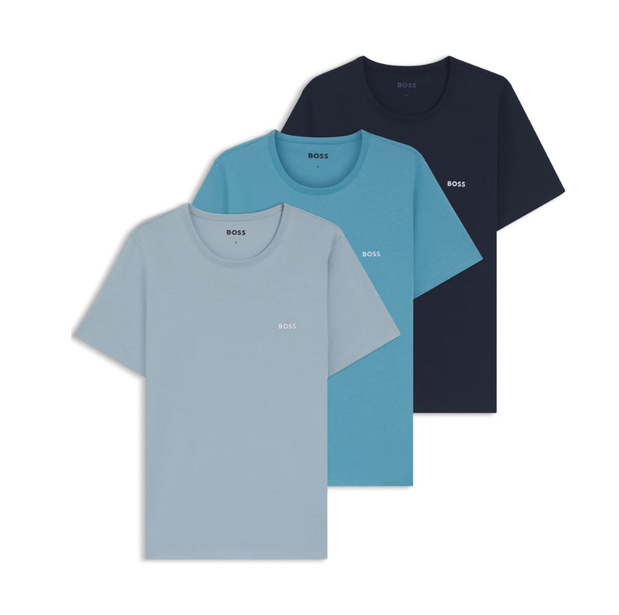 Mens T-Shirts BOSS Multicoloured 3 Pack Short Sleeve With Logo – Size L