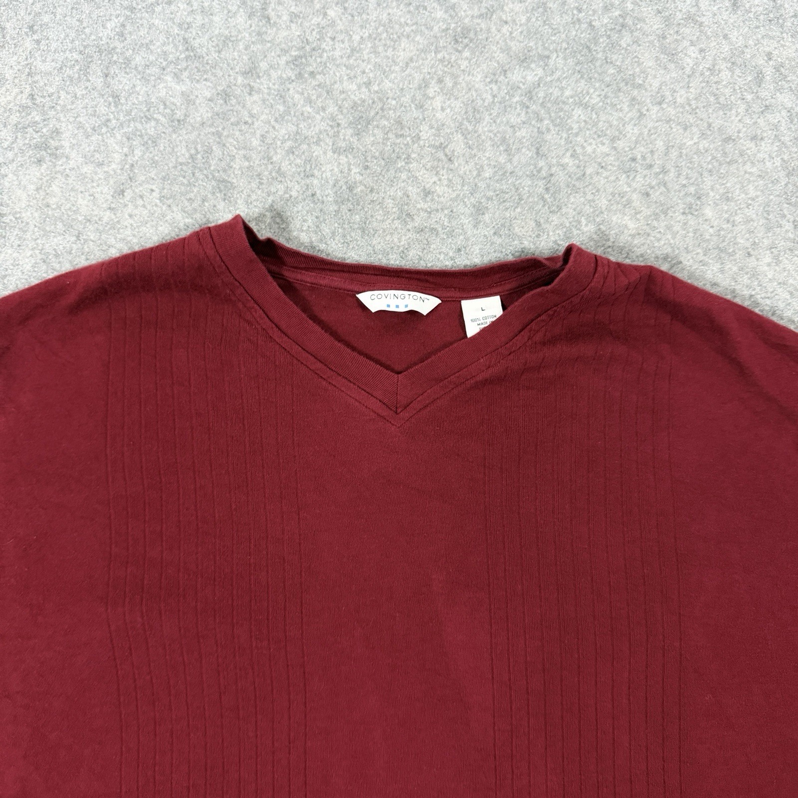 Covington Long Sleeve Pullover Ribbed Knit V-Neck Shirt Fits Men’s Sz Large Red gallery