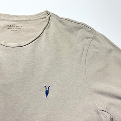 AllSaints Brace SS Crew Men’s Regular Fit Logo Embroidered Tee Medium HOLES