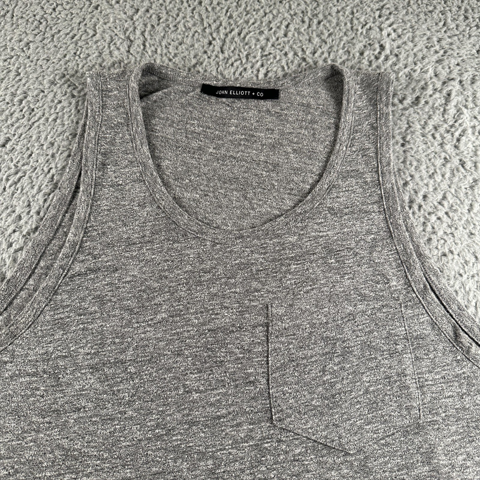John Elliott + Co Tank Mens L Gray Jersey Lightweight Pocket Scoop Neck USA gallery