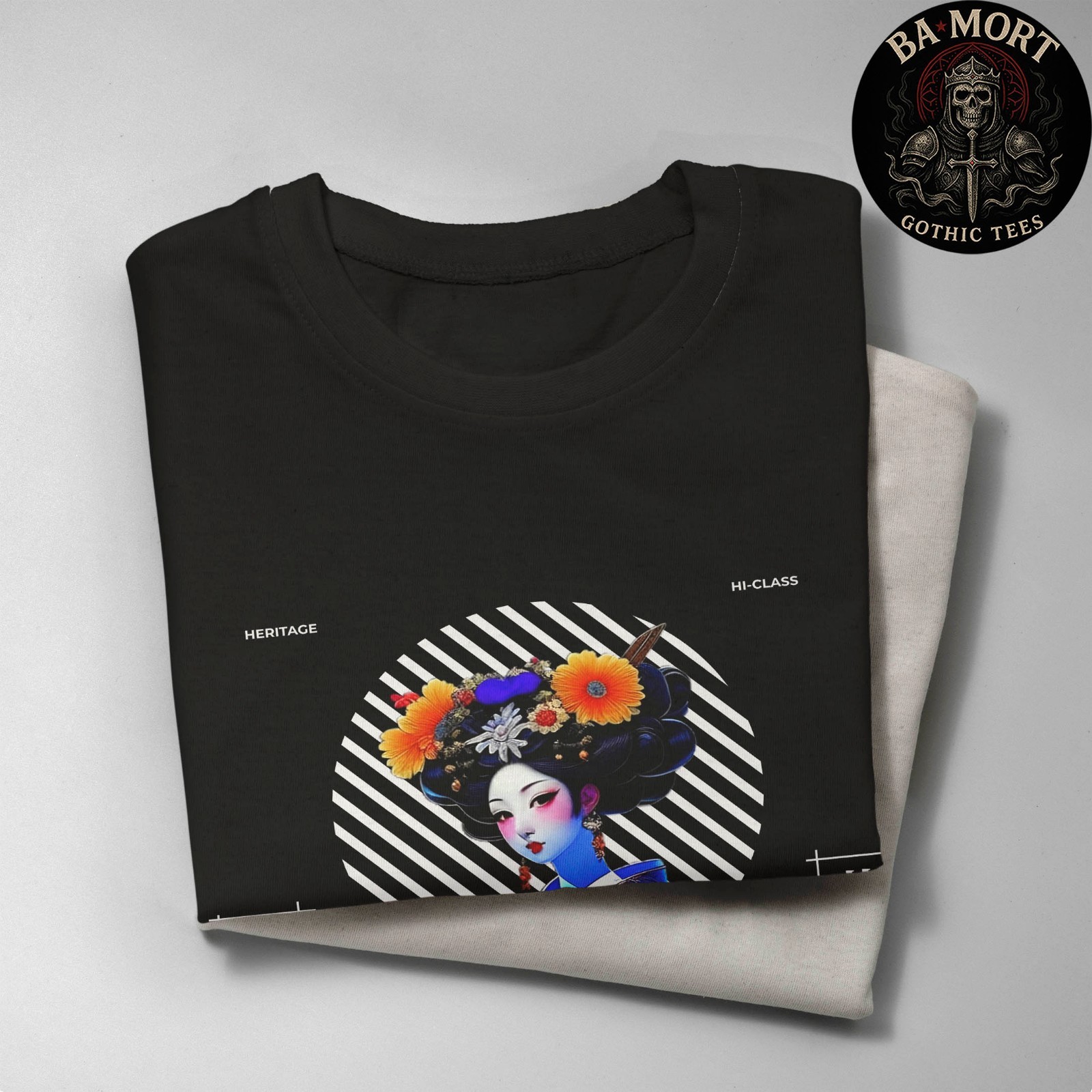 Fairy of The Moon Japanese Geisha Blue Kimono T-Shirt gallery