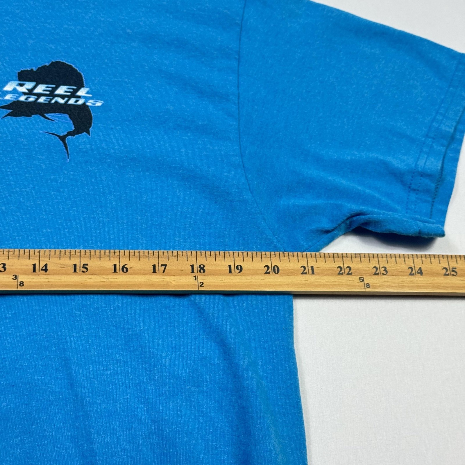 Reel Legends Shirt Mens Large Blue Offshore Fishing Graphic Short Sleeve Marlin gallery