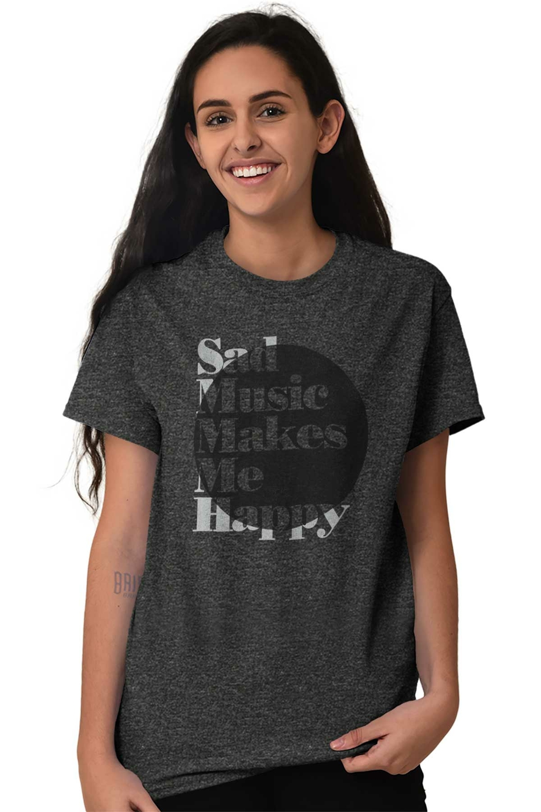Sad Music Makes Me Happy Goth Emo Punk Rock Womens or Mens Crewneck T Shirt Tee gallery