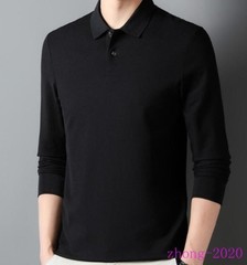 Fashion Men’s Long Sleeve Lapel T-Shirts Casual Business Formal Pullover Tops SZ