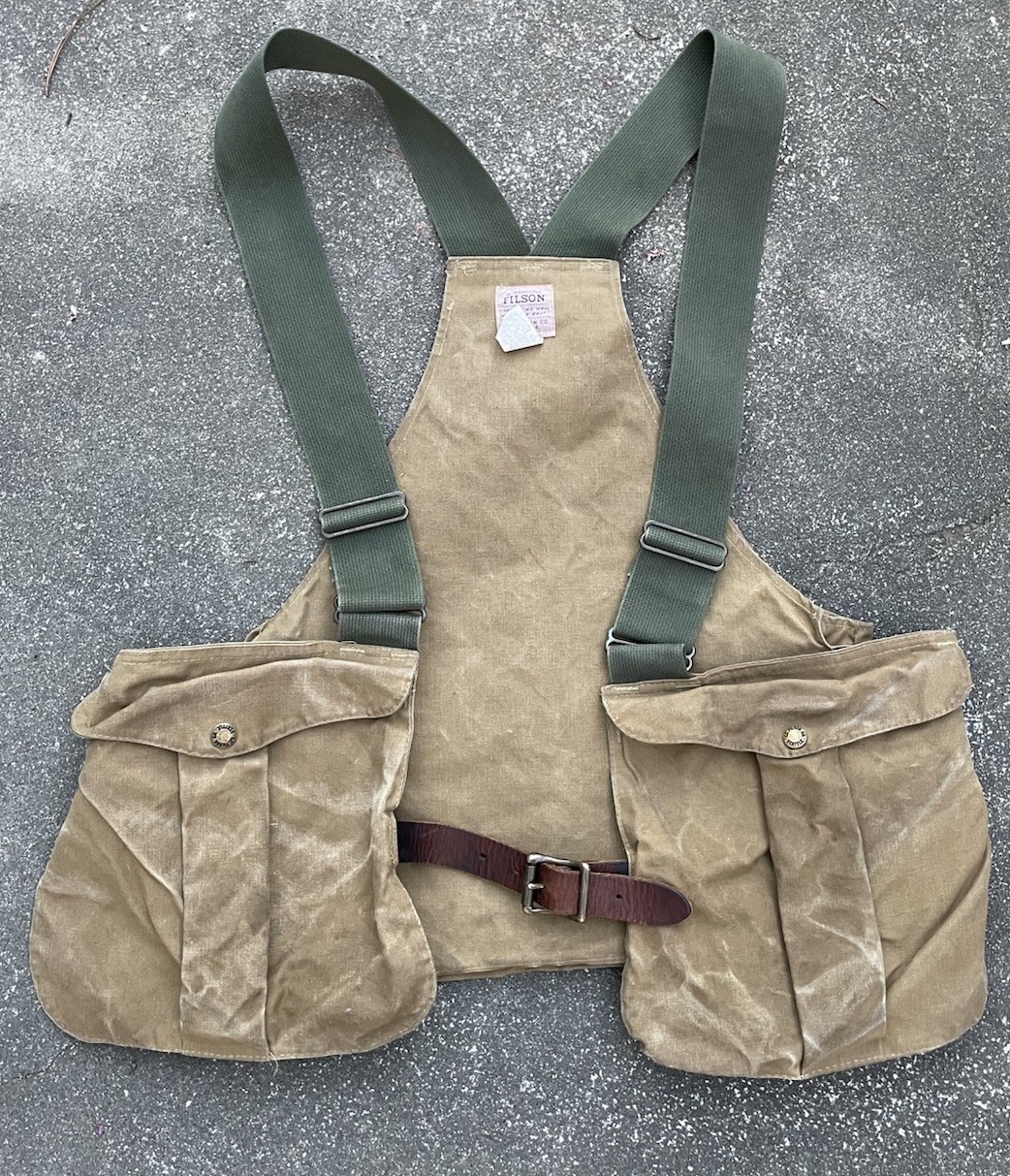 Filson Tincloth Game Bag Size 30 USA Made Vest Strap Leather Belt Closure gallery