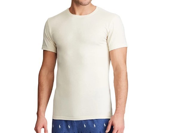 3 PACK POLO RALPH LAUREN STRETCH SLIM FIT COTTON GRAY BEIGE CREW NECK T SHIRTS gallery