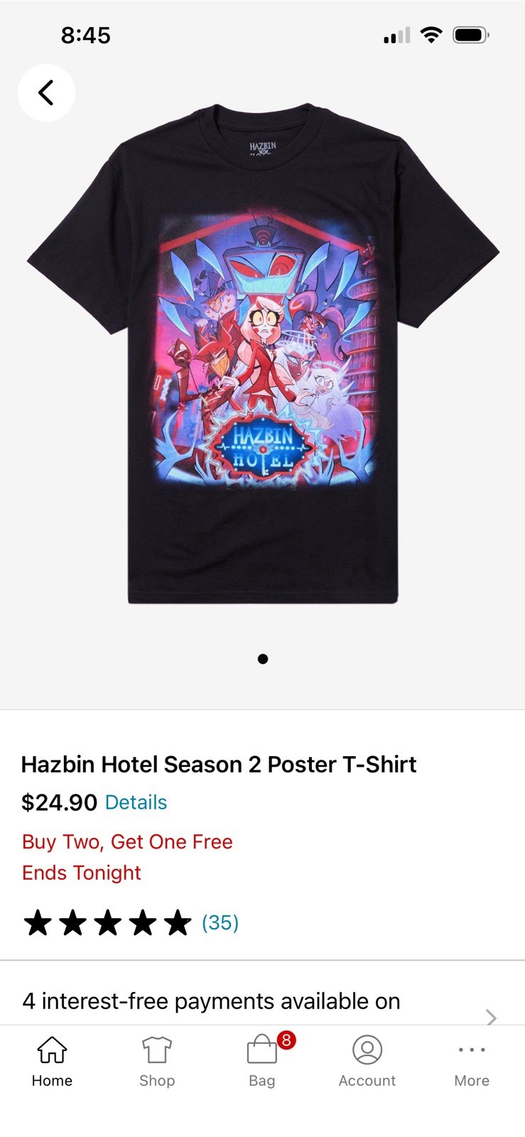 Hazbin Hotel Shirt Lot of 2 Size Large 1 NWT & 1 Used 1 Used See Description gallery