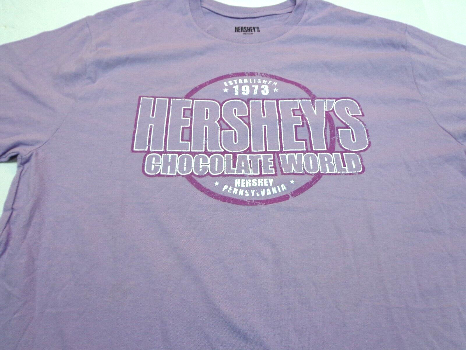 Hersheys Chocolate World Purple T-shirt Size Medium NEW with DEFECT