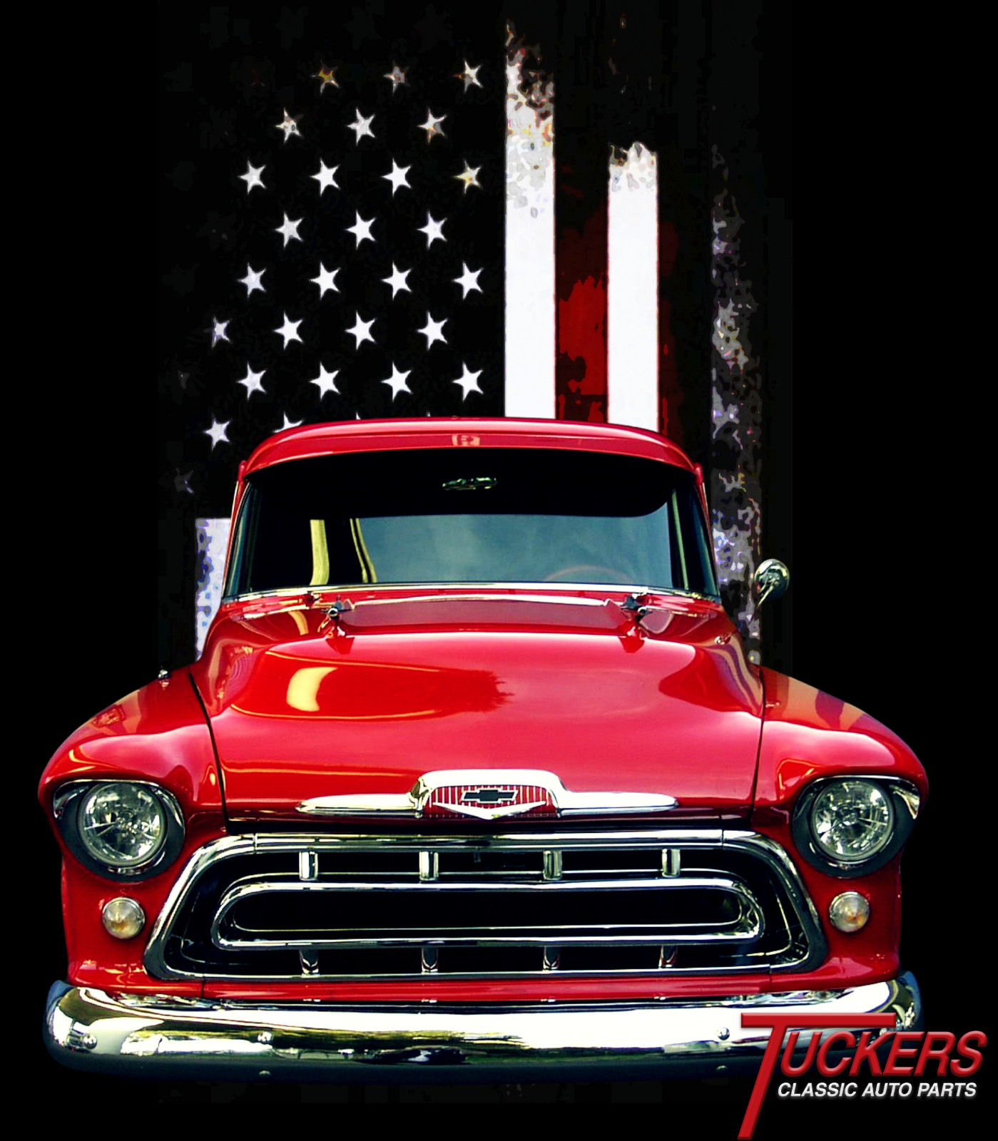 Classic 1957 Chevy Pickup Truck 3100 Patriotic T-Shirt Black or Blue Soft Cotton gallery