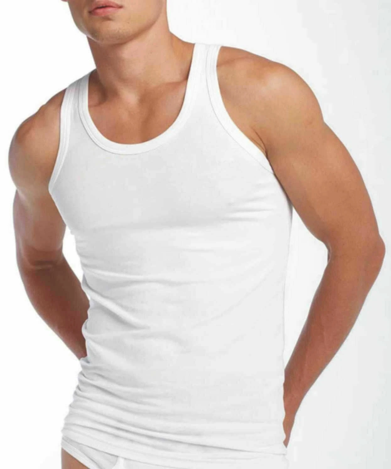 Mens Vests Sleeveless 100% Cotton Summer Tank Top Gym Pack Plain 3 PACK