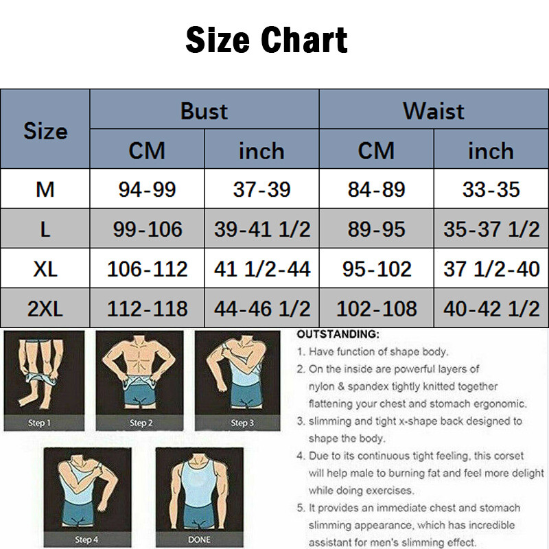 Mens Compression Shirt Slimming Body Shaper Vest Waist Traner Tops Tummy Control gallery