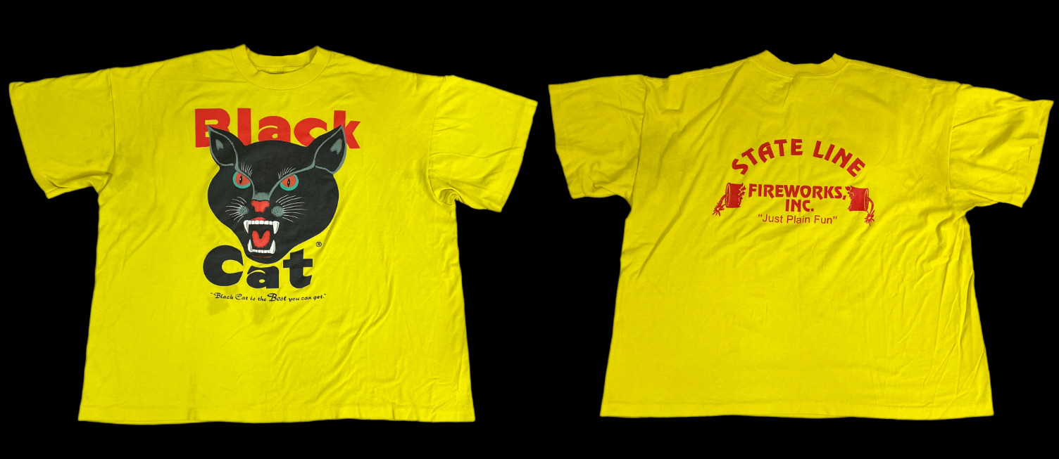 Black Cat State Line Fireworks Vintage T-Shirt Retro Graphic Logo Tee S-5XL gallery