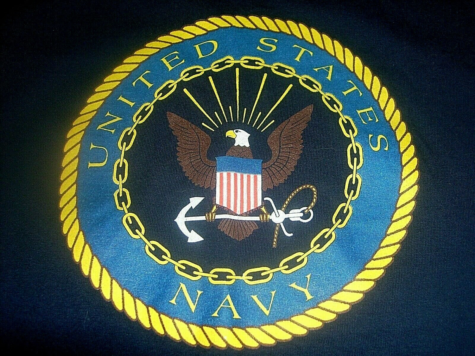 U.S. Navy Emblem Nautical Eagle Rope & Chain T-shirt Size L Short Sleeve gallery