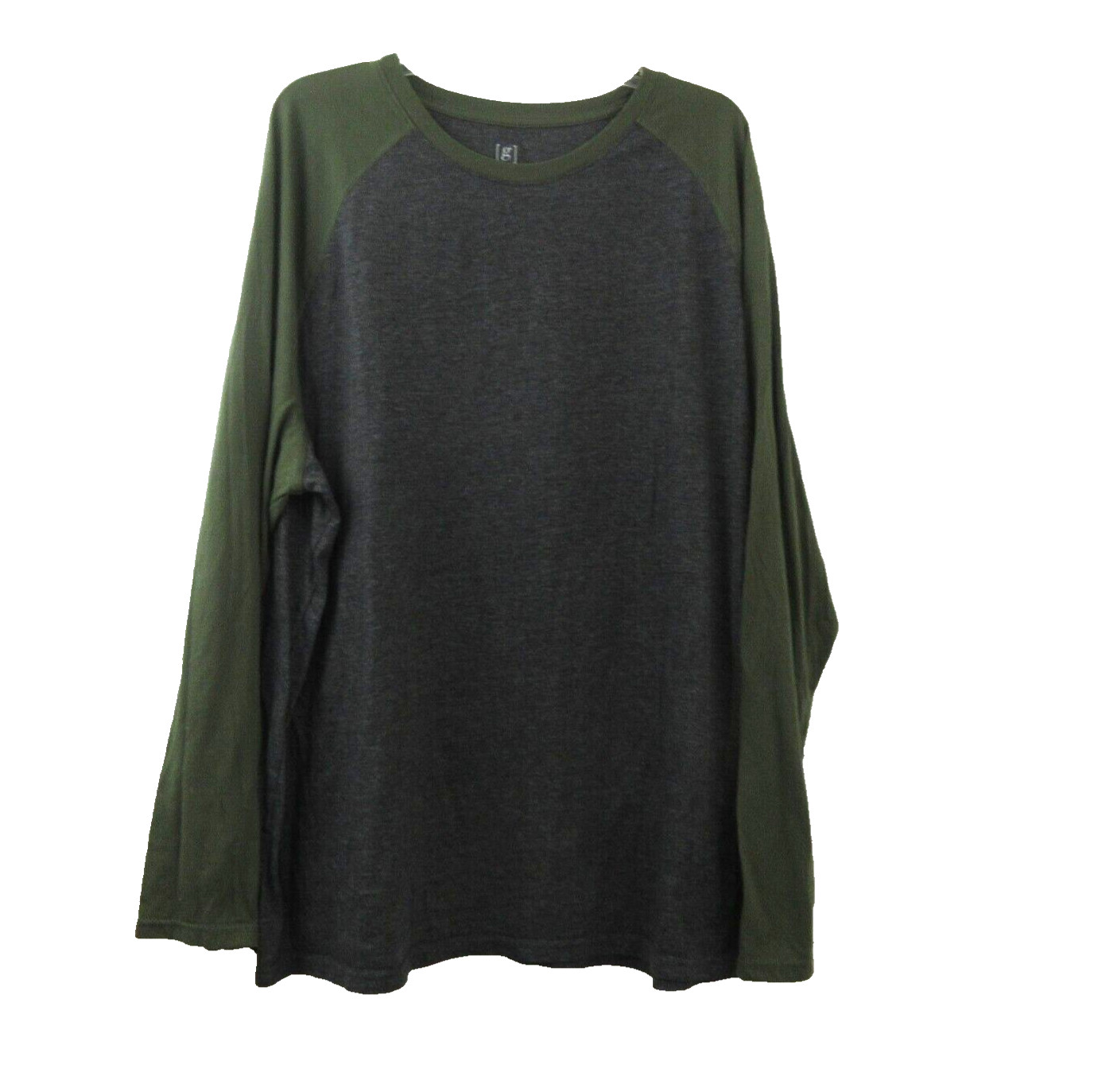 George T-Shirt Mens 3XL (54-56) Crew Neck Baseball Long Sleeve Gray Green Tee
