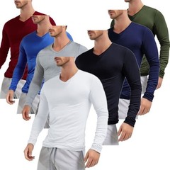 Men Long Sleeves Crew Neck Thermal Slim Fit Undershirt Base Layer Pullover Shirt