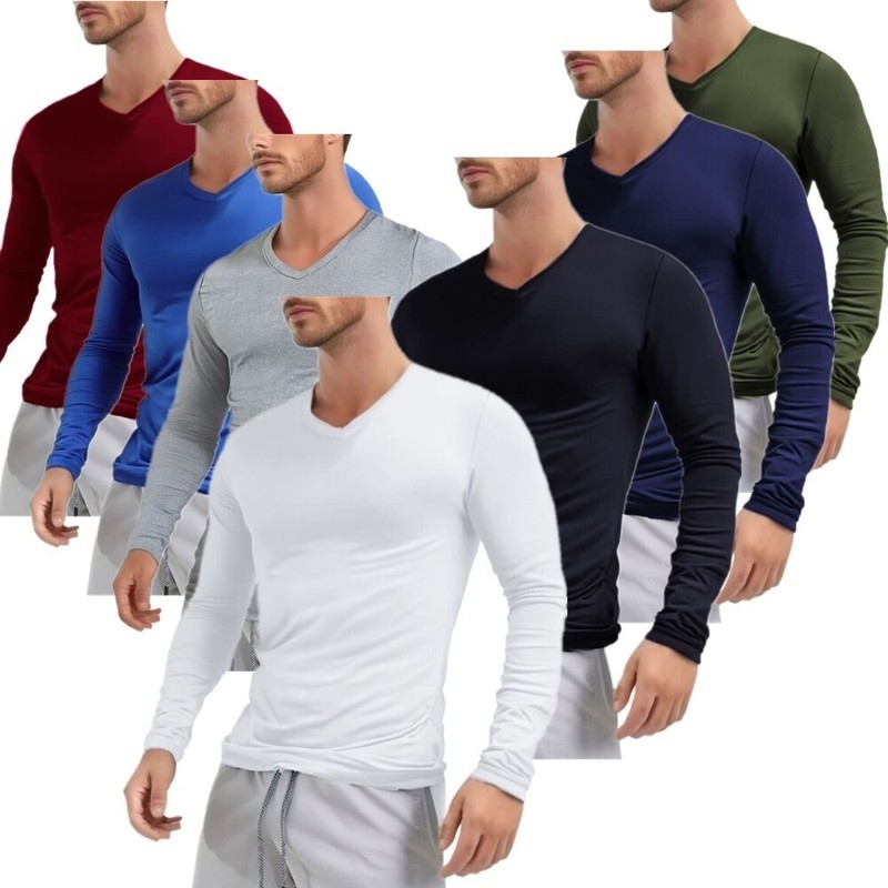 Men Long Sleeves Crew Neck Thermal Slim Fit Undershirt Base Layer Pullover Shirt gallery