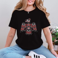 Indigenous Red & Black Eagle T-Shirt | Pacific Northwest Formline Art Tee