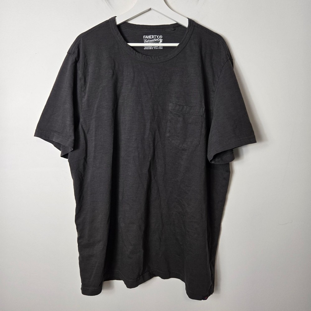 Faherty Men’s Size XXL Sunwashed Organic Cotton Short Sleeve Shirt Gray