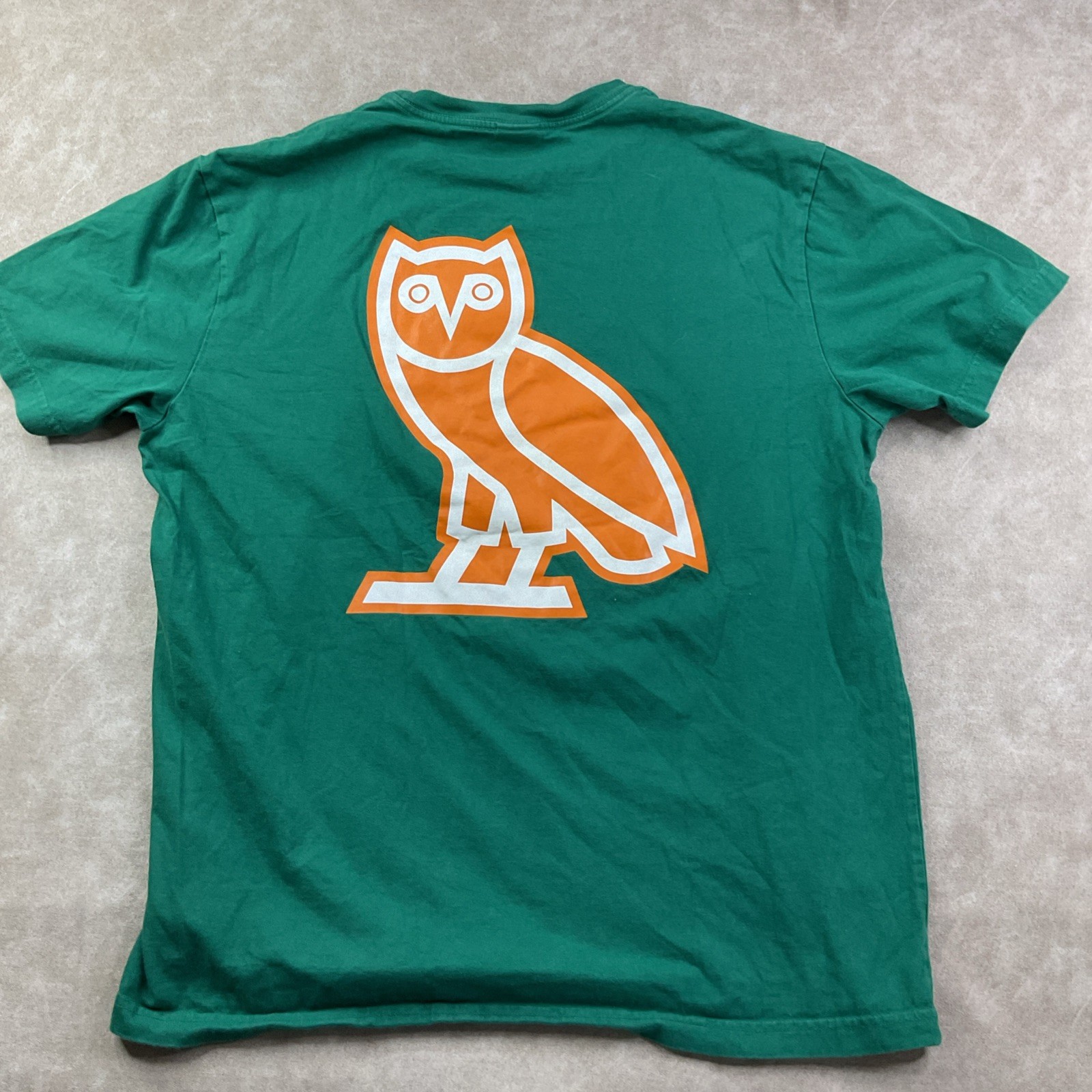 OVO T-Shirt Men Sz L Forever October's Very Own Drake Owl Green Owl Double Sided gallery