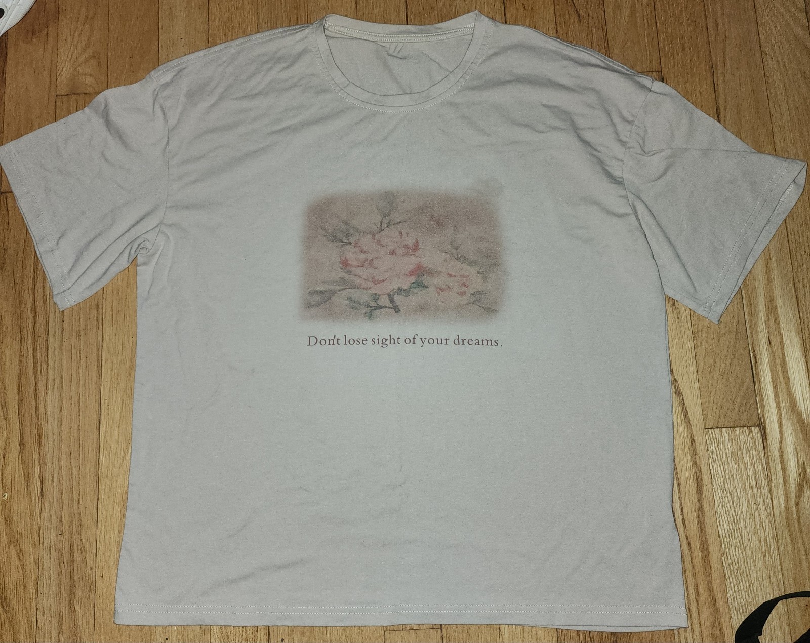 Dazy Men’s Beige Flower Graphic Print Crew Neck Short Sleeve T-Shirt XL
