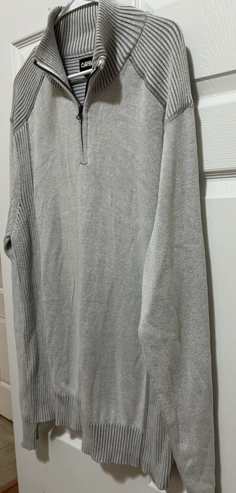 Mens Carbon Shirt/Sweater Size XL Grey 8" zip Long Sleeves Collar 100% Cotton gallery