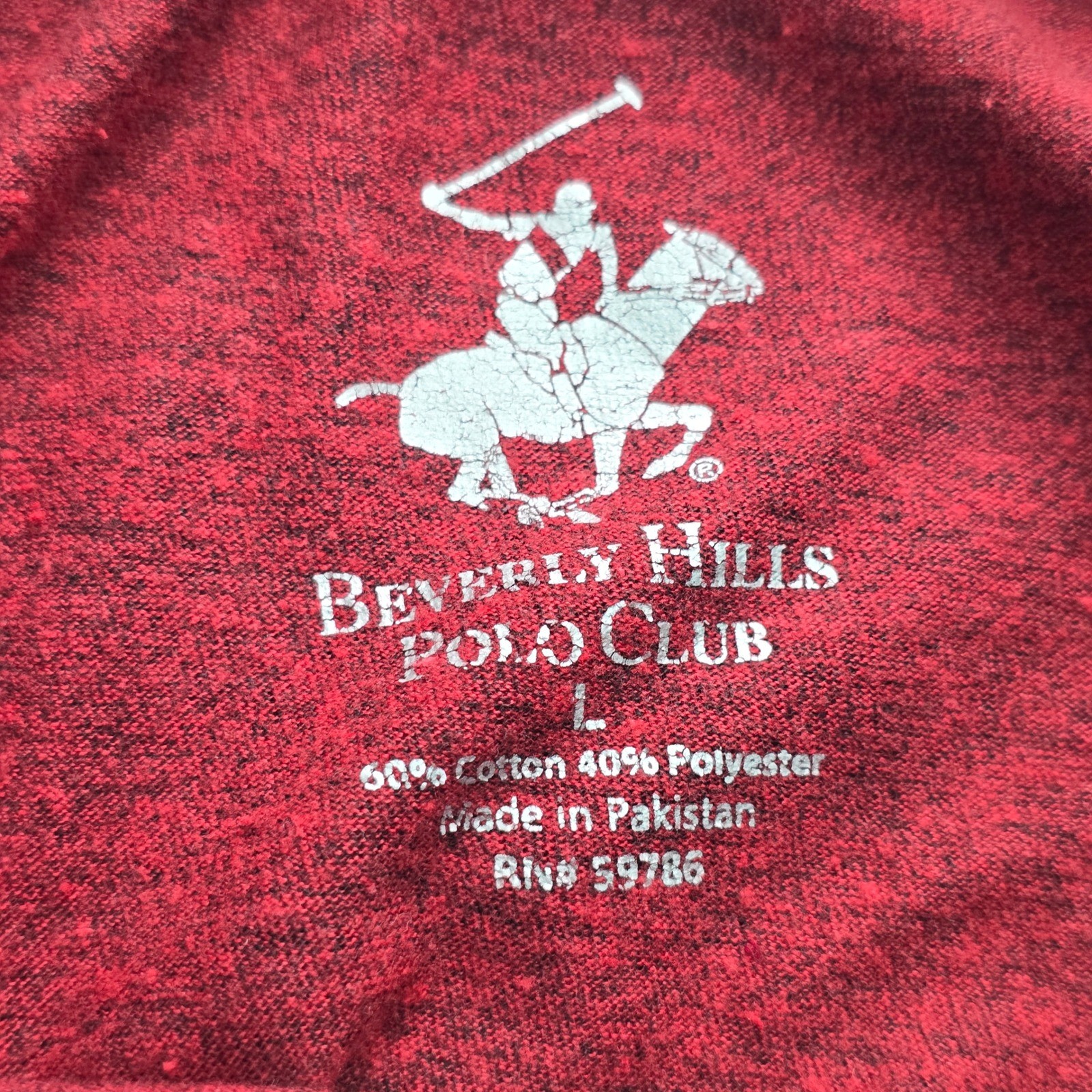 Beverly Hills Polo Club T-Shirt Mens Large Burgundy Heather V-Neck Short Sleeve gallery