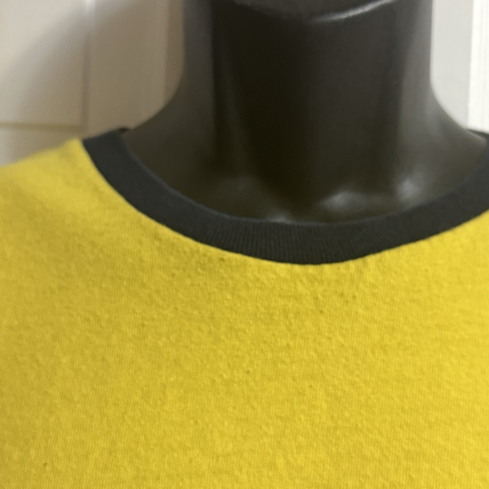 Vintage Chaps Ralph Lauren Spellout L Yellow Blue Ringer Tee Long Sleeve USA gallery